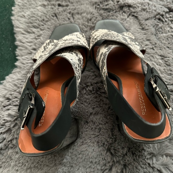 Rebecca Minkoff Black Gray Snake Print Slingback Heels - Picture 7 of 14